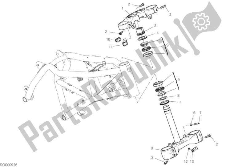 All parts for the Steering Assembly of the Ducati Scrambler 1100 Special Thailand 2019